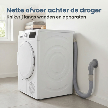 Cheqo® Afvoerslang - Flexibele Afvoerslang - Universele Afvoerslang - Afvoerslang Wasdroger - Afvoerslang Droger - Afvoerslang Condensdroger - Afvoerslang Waterafvoer - Waterafvoerslang - Afvoerslang Recht
