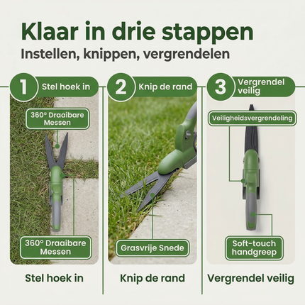 Cheqo® Grasschaar - Grasschaar Handmatig - Grasschaar Draaibaar - Grasschaar 360 Graden - Grasschaar voor Grasranden - Grasschaar voor Gazonranden - Grasschaar voor Borders - Grasrandschaar - Gazonschaar - Grasschaar Ergonomisch