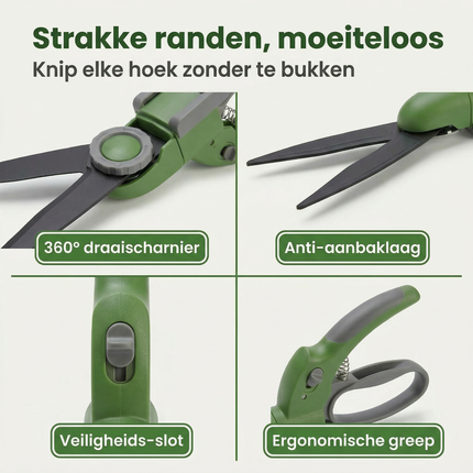 Cheqo® Grasschaar - Grasschaar Handmatig - Grasschaar Draaibaar - Grasschaar 360 Graden - Grasschaar voor Grasranden - Grasschaar voor Gazonranden - Grasschaar voor Borders - Grasrandschaar - Gazonschaar - Grasschaar Ergonomisch