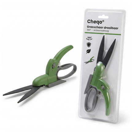 Cheqo® Grasschaar - Grasschaar Handmatig - Grasschaar Draaibaar - Grasschaar 360 Graden - Grasschaar voor Grasranden - Grasschaar voor Gazonranden - Grasschaar voor Borders - Grasrandschaar - Gazonschaar - Grasschaar Ergonomisch