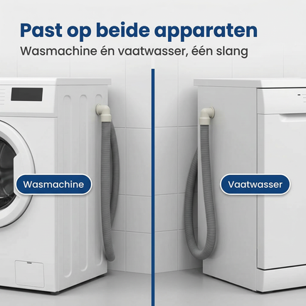 Cheqo® Afvoerslang - Flexibele Afvoerslang - Universele Afvoerslang - Afvoerslang Wasmachine - Wasmachine Afvoerslang - Afvoerslang Vaatwasser - Vaatwasser Afvoerslang - Afvoerslang Aansluiting - Afvoerslang Recht - Afvoerslang met Wandbeugel