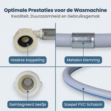Cheqo® Aanvoerslang - Universele Aanvoerslang - Water Aanvoerslang - Waterslang Aansluiting - Toevoerslang - Water Toevoerslang - Wasmachine Aanvoerslang - Vaatwasser Aanvoerslang - Aanvoerslang 3/4 - Haakse Aanvoerslang