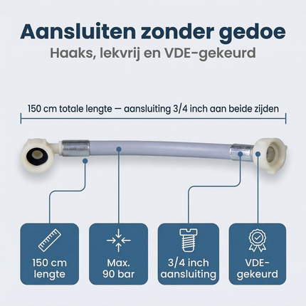 Cheqo® Aanvoerslang - Universele Aanvoerslang - Water Aanvoerslang - Waterslang Aansluiting - Toevoerslang - Water Toevoerslang - Wasmachine Aanvoerslang - Vaatwasser Aanvoerslang - Aanvoerslang 3/4 - Haakse Aanvoerslang