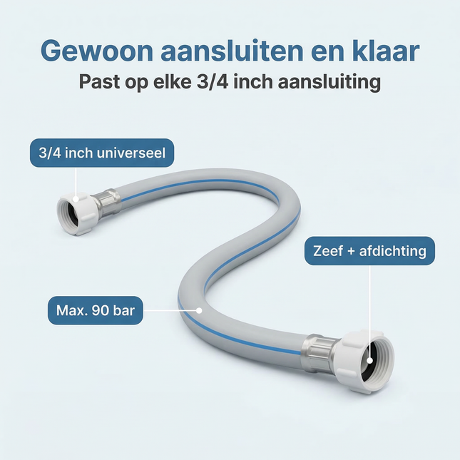Cheqo® Aanvoerslang - Universele Aanvoerslang - Water Aanvoerslang - Waterslang Aansluiting - Toevoerslang - Toevoerslang Water - Wasmachine Aanvoerslang - Vaatwasser Aanvoerslang - Wasmachine Toevoerslang