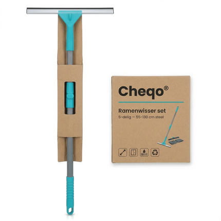Cheqo® Ramenwisser Set - Ramenwisser - Raamtrekker - Raamwisser - Ramenreiniger Set - Ramen Schoonmaak Set - Ramen Lappen Set - Raam Schoonmaakset - Raamwisser met Steel - Raamtrekker met Steel