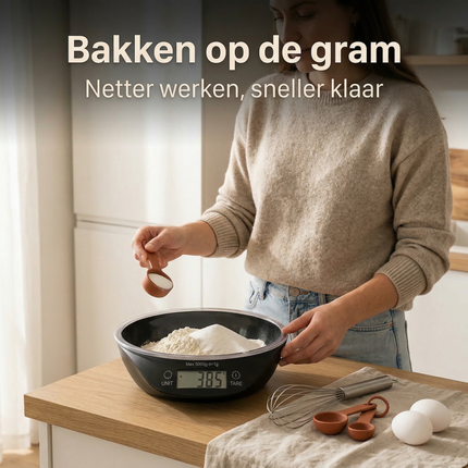 Cheqo® Keukenweegschaal met Kom - Digitale Keukenweegschaal met Kom - Keukenweegschaal met Mengkom - Digitale Keukenweegschaal - Keukenweegschaal Digitaal - Keukenweegschaal - Weegschaal met Kom