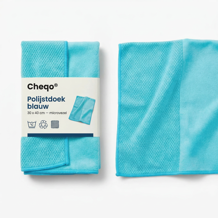 Cheqo® Polijstdoek - Microvezel Polijstdoek - Poetsdoek - Microvezel Poetsdoek - Schoonmaakdoek - Microvezel Schoonmaakdoek - Microvezeldoek - Blauwe Poetsdoek - Blauwe Microvezeldoek