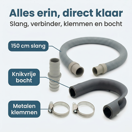 Cheqo® Afvoerslang Verlengset - Afvoerslang Verlenger - Afvoerslang Verlenging - Afvoerslang Set - Afvoerslang - Afvoer Slang Verlengstuk - Afvoer Slang Verlenger - Afvoerdoorverbinder
