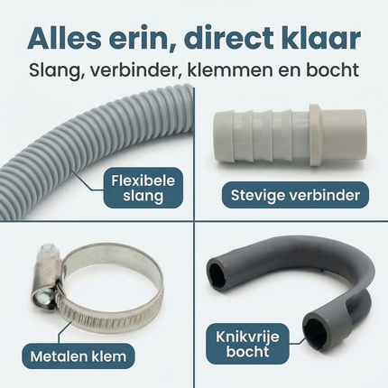 Cheqo® Afvoerslang Verlengset - Afvoerslang Verlenger - Afvoerslang Verlenging - Afvoerslang Set - Afvoerslang - Afvoer Slang Verlengstuk - Afvoer Slang Verlenger - Afvoerdoorverbinder