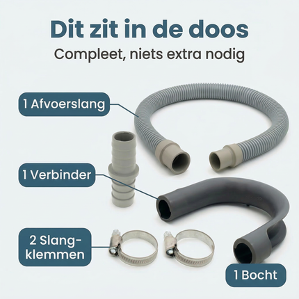 Cheqo® Afvoerslang Verlengset - Afvoerslang Verlenger - Afvoerslang Verlenging - Afvoerslang Set - Afvoerslang - Afvoer Slang Verlengstuk - Afvoer Slang Verlenger - Afvoerdoorverbinder