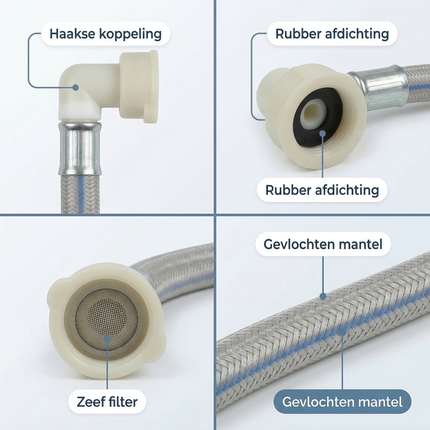 Cheqo® Aanvoerslang - Universele Aanvoerslang - Wasmachine Aanvoerslang - Vaatwasser Aanvoerslang - Toevoerslang - Water Aanvoerslang - Inlaatslang - Aanvoerslang Haaks - Aanvoerslang 3/4