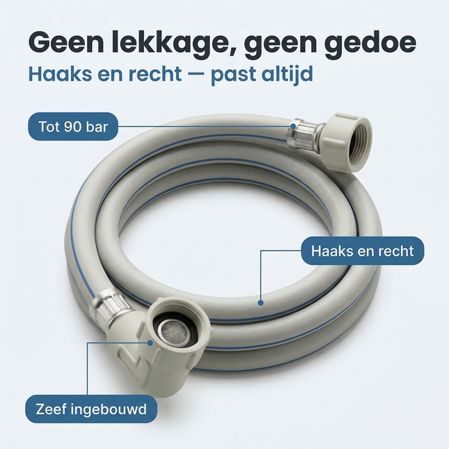 Cheqo® Aanvoerslang - Universele Aanvoerslang - Wasmachine Aanvoerslang - Wasmachine Toevoerslang - Wasmachine Slang - Toevoerslang - Water Aanvoerslang - Water Toevoerslang - Aanvoerslang Haaks - Aanvoerslang Recht