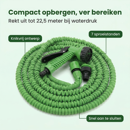 Cheqo® Flexibele Tuinslang - Uittrekbare Tuinslang - Tuinslang met Sproeikop - Tuinslang met Spuitkop - Tuinslang met Sproeier - Tuinslang Sproeikop - Tuinslang Spuitpistool - Tuinslang Set - Tuinslang met Koppelingen - Knikvrije Tuinslang