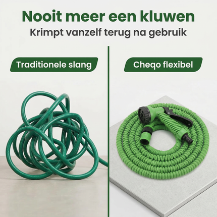 Cheqo® Flexibele Tuinslang - Uittrekbare Tuinslang - Tuinslang met Sproeikop - Tuinslang met Spuitkop - Tuinslang met Sproeier - Tuinslang Sproeikop - Tuinslang Spuitpistool - Tuinslang Set - Tuinslang met Koppelingen - Knikvrije Tuinslang