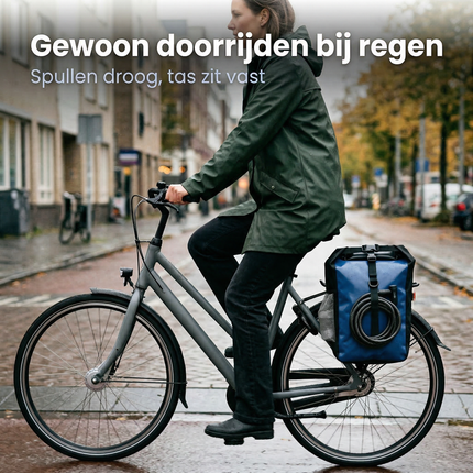 Cheqo® Fietstas - Enkele Fietstas - Fietstas Achter - Fietstas Achterop - Fietstas Bagagedrager - Fietstas Blauw - Waterdichte Fietstas - Fietstas met Clips - Fietstas met Klittenband - Fietstas met Mesh Vak