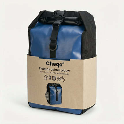 Cheqo® Fietstas - Enkele Fietstas - Fietstas Achter - Fietstas Achterop - Fietstas Bagagedrager - Fietstas Blauw - Waterdichte Fietstas - Fietstas met Clips - Fietstas met Klittenband - Fietstas met Mesh Vak