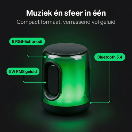 Cheqo® Bluetooth Speaker - Draadloze Speaker - Portable Speaker - Draagbare Speaker - Mini Bluetooth Speaker - Bluetooth Speaker met Licht - Bluetooth Speaker met Rgb - Bluetooth Speaker met Fm Radio - Bluetooth Speaker Aux