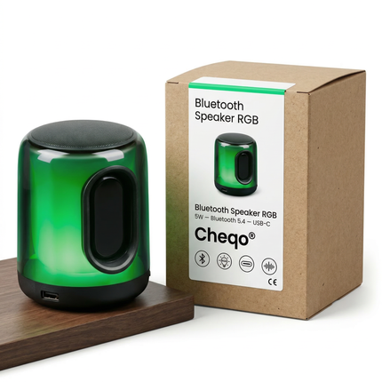 Cheqo® Bluetooth Speaker - Draadloze Speaker - Portable Speaker - Draagbare Speaker - Mini Bluetooth Speaker - Bluetooth Speaker met Licht - Bluetooth Speaker met Rgb - Bluetooth Speaker met Fm Radio - Bluetooth Speaker Aux