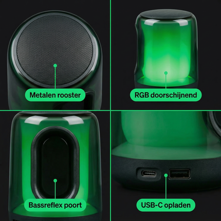 Cheqo® Bluetooth Speaker - Draadloze Speaker - Portable Speaker - Draagbare Speaker - Mini Bluetooth Speaker - Bluetooth Speaker met Licht - Bluetooth Speaker met Rgb - Bluetooth Speaker met Fm Radio - Bluetooth Speaker Aux