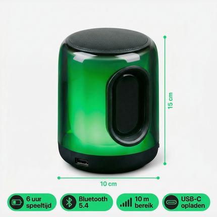Cheqo® Bluetooth Speaker - Draadloze Speaker - Portable Speaker - Draagbare Speaker - Mini Bluetooth Speaker - Bluetooth Speaker met Licht - Bluetooth Speaker met Rgb - Bluetooth Speaker met Fm Radio - Bluetooth Speaker Aux