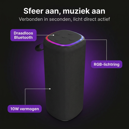 Cheqo® Bluetooth Speaker - Draadloze Speaker - Portable Speaker - Draagbare Speaker - Bluetooth Box - Bluetooth Luidspreker - Draadloze Luidspreker - Speaker met Licht - Speaker met Rgb - Speaker met Verlichting