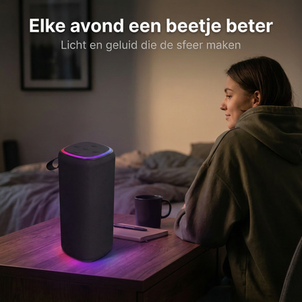 Cheqo® Bluetooth Speaker - Draadloze Speaker - Portable Speaker - Draagbare Speaker - Bluetooth Box - Bluetooth Luidspreker - Draadloze Luidspreker - Speaker met Licht - Speaker met Rgb - Speaker met Verlichting