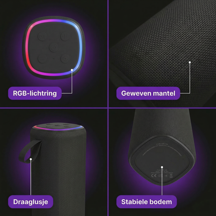 Cheqo® Bluetooth Speaker - Draadloze Speaker - Portable Speaker - Draagbare Speaker - Bluetooth Box - Bluetooth Luidspreker - Draadloze Luidspreker - Speaker met Licht - Speaker met Rgb - Speaker met Verlichting