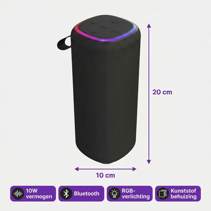 Cheqo® Bluetooth Speaker - Draadloze Speaker - Portable Speaker - Draagbare Speaker - Bluetooth Box - Bluetooth Luidspreker - Draadloze Luidspreker - Speaker met Licht - Speaker met Rgb - Speaker met Verlichting