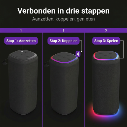 Cheqo® Bluetooth Speaker - Draadloze Speaker - Portable Speaker - Draagbare Speaker - Bluetooth Box - Bluetooth Luidspreker - Draadloze Luidspreker - Speaker met Licht - Speaker met Rgb - Speaker met Verlichting