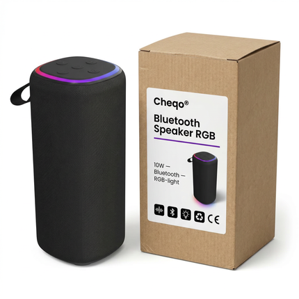 Cheqo® Bluetooth Speaker - Draadloze Speaker - Portable Speaker - Draagbare Speaker - Bluetooth Box - Bluetooth Luidspreker - Draadloze Luidspreker - Speaker met Licht - Speaker met Rgb - Speaker met Verlichting