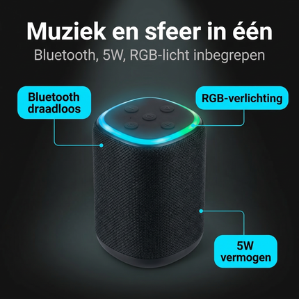 Cheqo® Bluetooth Speaker - Draadloze Speaker - Mini Bluetooth Speaker - Portable Speaker - Bluetooth Box - Bluetooth Luidspreker - Draadloze Luidspreker - Speaker met Licht - Bluetooth Speaker met Licht