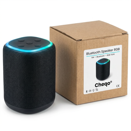 Cheqo® Bluetooth Speaker - Draadloze Speaker - Mini Bluetooth Speaker - Portable Speaker - Bluetooth Box - Bluetooth Luidspreker - Draadloze Luidspreker - Speaker met Licht - Bluetooth Speaker met Licht