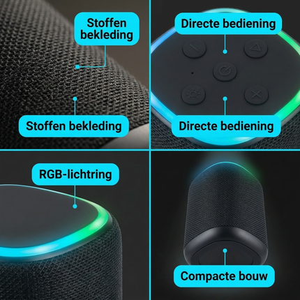 Cheqo® Bluetooth Speaker - Draadloze Speaker - Mini Bluetooth Speaker - Portable Speaker - Bluetooth Box - Bluetooth Luidspreker - Draadloze Luidspreker - Speaker met Licht - Bluetooth Speaker met Licht
