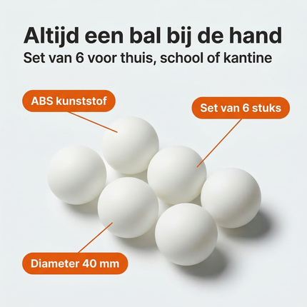 Cheqo® Tafeltennisballen - Pingpongballen - Tafeltennis Balletjes - Pingpong Balletjes - Tafeltennisballen 6 Stuks - Pingpongballen 6 Stuks - Witte Tafeltennisballen - Witte Pingpongballen - Tafeltennisballen Set
