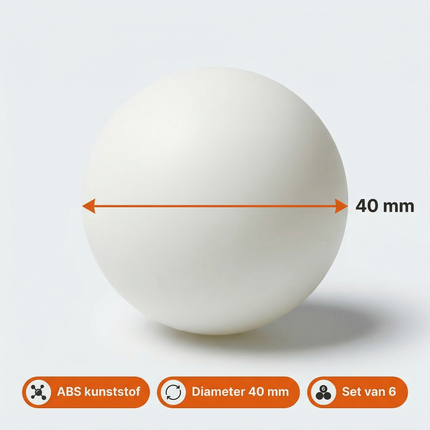 Cheqo® Tafeltennisballen - Pingpongballen - Tafeltennis Balletjes - Pingpong Balletjes - Tafeltennisballen 6 Stuks - Pingpongballen 6 Stuks - Witte Tafeltennisballen - Witte Pingpongballen - Tafeltennisballen Set