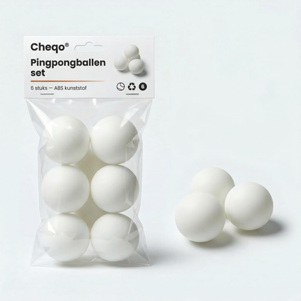 Cheqo® Tafeltennisballen - Pingpongballen - Tafeltennis Balletjes - Pingpong Balletjes - Tafeltennisballen 6 Stuks - Pingpongballen 6 Stuks - Witte Tafeltennisballen - Witte Pingpongballen - Tafeltennisballen Set