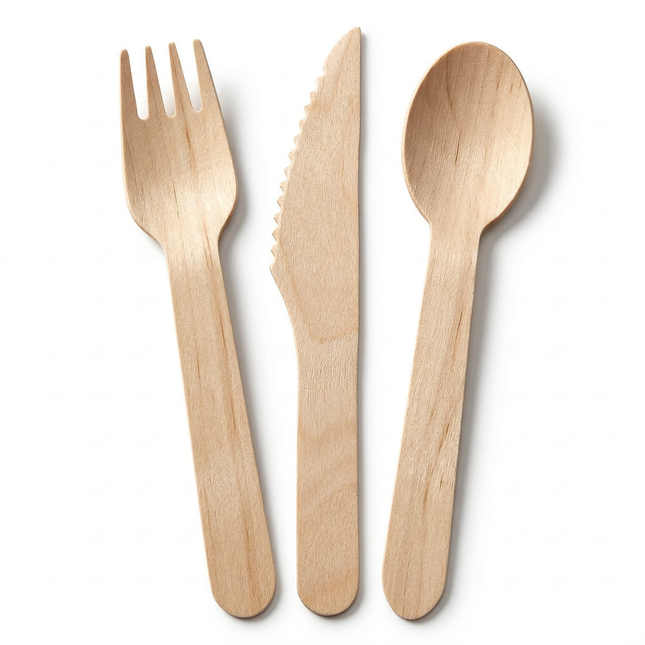 Cheqo® Houten Bestekset - Houten Bestek - Houten Wegwerpbestek - Wegwerpbestek Hout - Wegwerp Bestekset - Wegwerpbestek Set - Bestekset 48 Delig - Bestekset Wegwerp - Wegwerp Messen Vorken Lepels