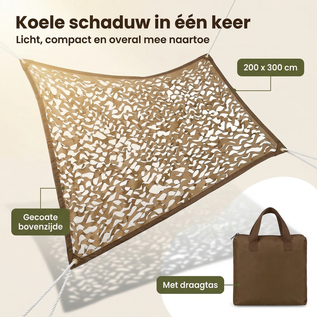 Cheqo® Schaduwdoek - Camouflagedoek - Camouflage Doek - Schaduw Net - Schaduwzeil - Schaduwdoek Beige - Camouflagedoek Beige - Camouflage Net - Schaduwdoek Tuin