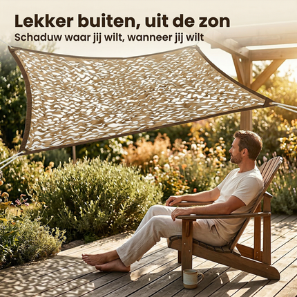 Cheqo® Schaduwdoek - Camouflagedoek - Camouflage Doek - Schaduw Net - Schaduwzeil - Schaduwdoek Beige - Camouflagedoek Beige - Camouflage Net - Schaduwdoek Tuin