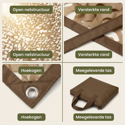 Cheqo® Schaduwdoek - Camouflagedoek - Camouflage Doek - Schaduw Net - Schaduwzeil - Schaduwdoek Beige - Camouflagedoek Beige - Camouflage Net - Schaduwdoek Tuin