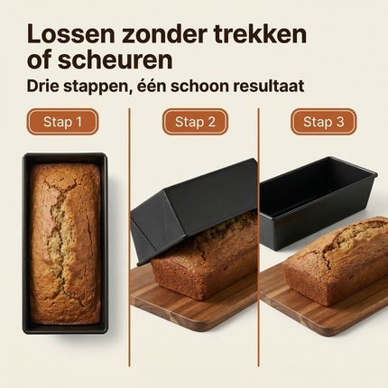 Cheqo® Cakevorm - Cakeblik - Bakvorm - Bakblik - Broodvorm - Broodbakvorm - Rechthoekige Cakevorm - Rechthoekige Bakvorm - Broodblik - Cakevorm Zwart - Cakevorm Anti Aanbak