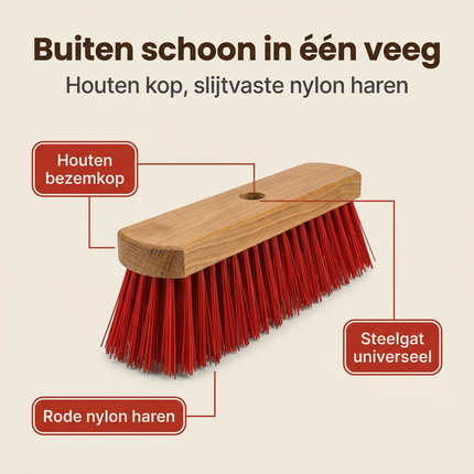 Cheqo® Straatbezem - Buitenbezem - Bezem Buiten - Bezem met Steel - Straatbezem met Steel - Buitenbezem met Steel - Bezem - Tuinbezem - Terrasbezem - Veegbezem - Buitenveger