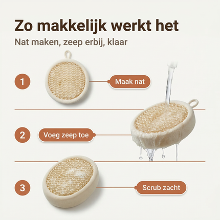 Cheqo® Badspons - Massagespons - Douche Spons - Bad Spons - Scrub Spons - Lichaamsspons - Badborstel - Washandspons - Peeling Spons - Huidverzorging