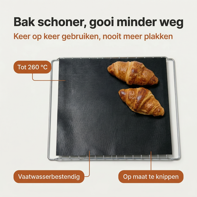 Cheqo® Bakfolie - Herbruikbare Bakfolie - Bakpapier - Herbruikbaar Bakpapier - Bakvel - Herbruikbaar Bakvel - Bakmat - Oven Bakmat - Ovenfolie - Permanente Bakfolie - Permanente Bakmat - Teflon Bakfolie