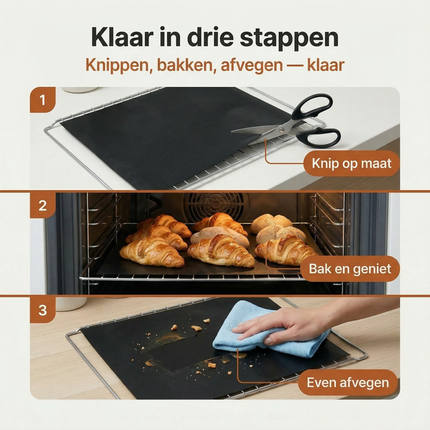 Cheqo® Bakfolie - Herbruikbare Bakfolie - Bakpapier - Herbruikbaar Bakpapier - Bakvel - Herbruikbaar Bakvel - Bakmat - Oven Bakmat - Ovenfolie - Permanente Bakfolie - Permanente Bakmat - Teflon Bakfolie