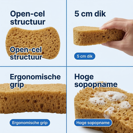 Cheqo® Autospons - Spons Auto Wassen - Spons voor Autowassen - Auto Wassen Spons - Grote Autospons - Schoonmaakspons Auto - Auto Poets Spons - Poets Spons Auto