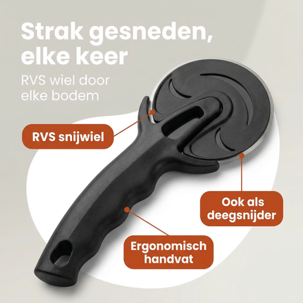 Cheqo® Pizzasnijder - Pizzames - Pizza Snijder - Pizzasnijwiel - Pizzasnijder Wiel - Pizzawiel - Deegsnijder - Deegwiel - Pizzasnijder Zwart - Pizzames Zwart