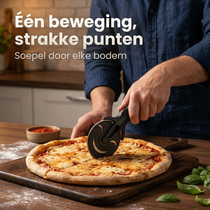 Cheqo® Pizzasnijder - Pizzames - Pizza Snijder - Pizzasnijwiel - Pizzasnijder Wiel - Pizzawiel - Deegsnijder - Deegwiel - Pizzasnijder Zwart - Pizzames Zwart
