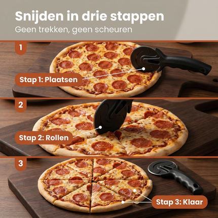 Cheqo® Pizzasnijder - Pizzames - Pizza Snijder - Pizzasnijwiel - Pizzasnijder Wiel - Pizzawiel - Deegsnijder - Deegwiel - Pizzasnijder Zwart - Pizzames Zwart