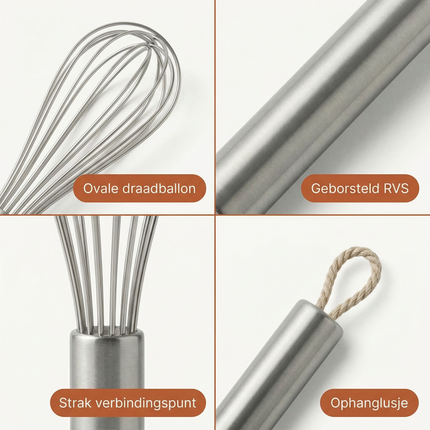 Cheqo® Mini Garde - Garde - Eierklopper - Eierklutser - Slagroomklopper - Draadklopper - Klopper - Handgarde - Garde Keuken - Garde Bakgerei - Garde Kookgerei - Cocktail Garde - Garde voor Saus
